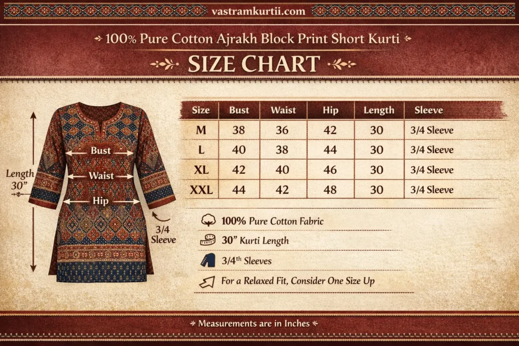 pure cotton kurti ajrakh short kurti