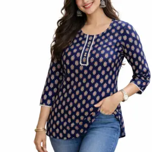 100% Pure Cotton Ajrakh Short Kurti